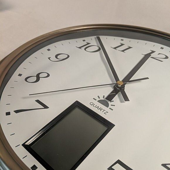 Nexxtech Quartz Analog Clock Digital Date Day Auto Wind Wall Decor Silver 12" - Picture 13 of 13